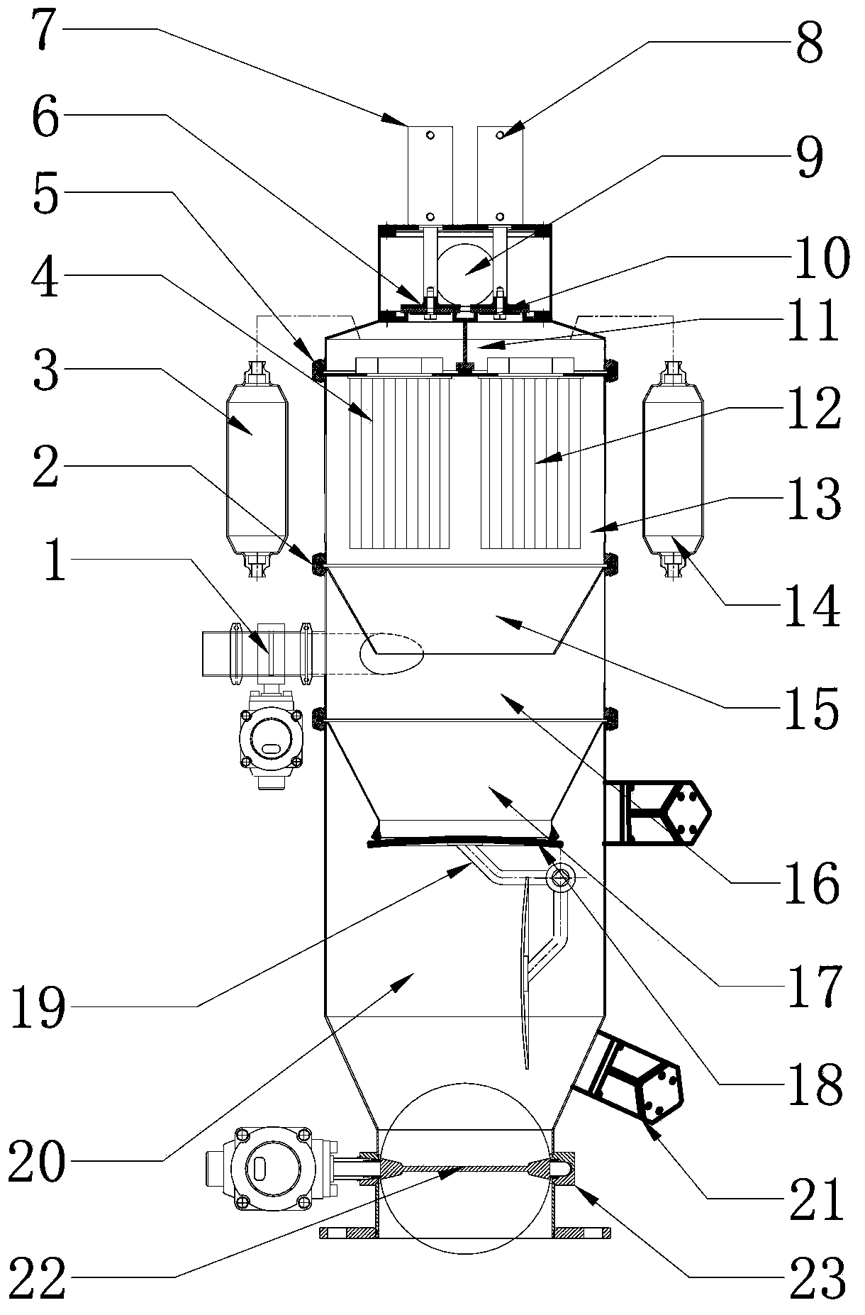 Gap-discharging continuous vacuum feeding machine