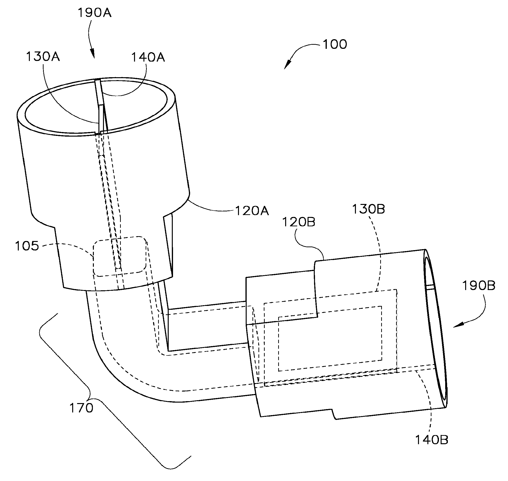 Circular to rectangular waveguide converter including a bend section and mode suppressor