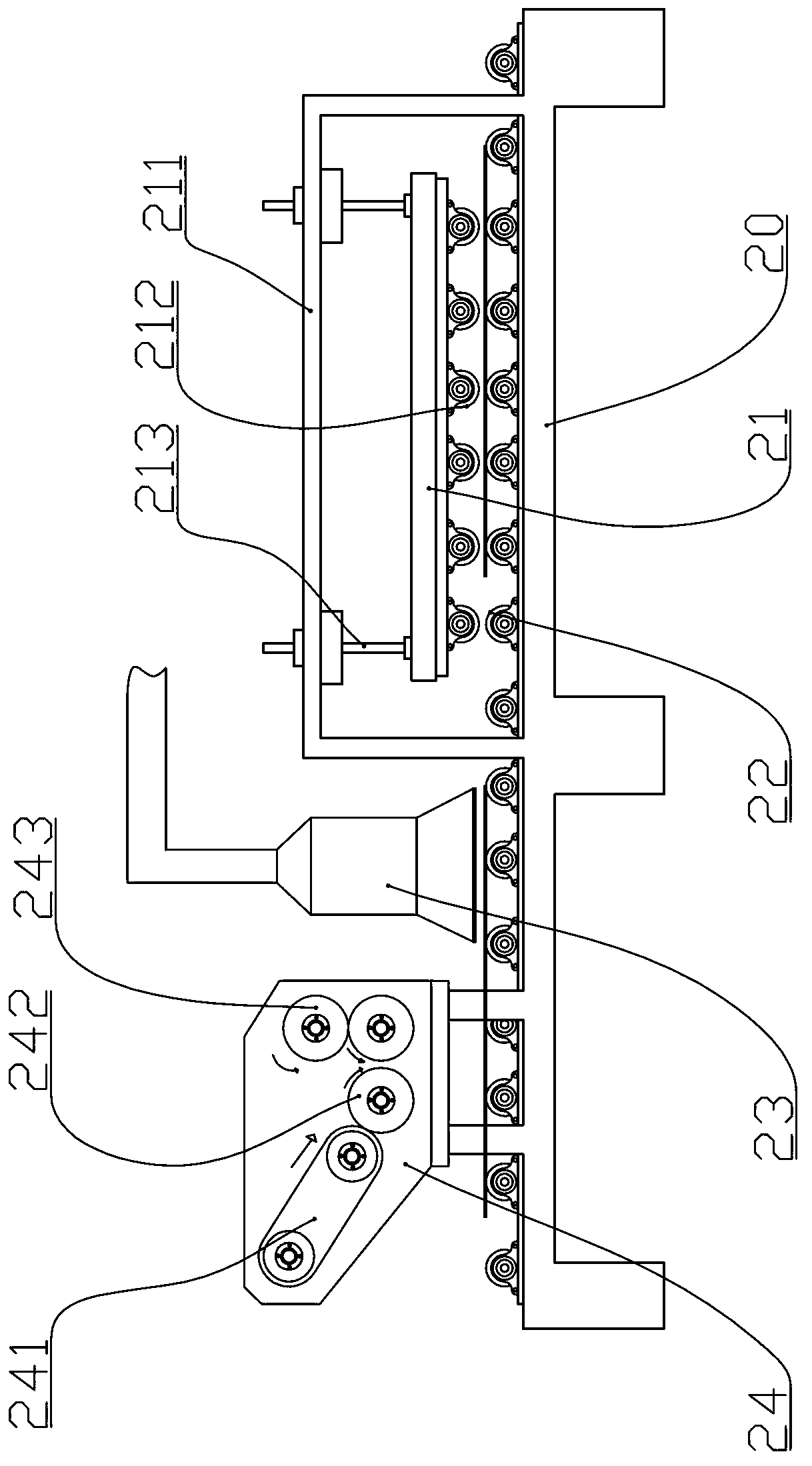 Material spreading system of embossed plate processing equipment