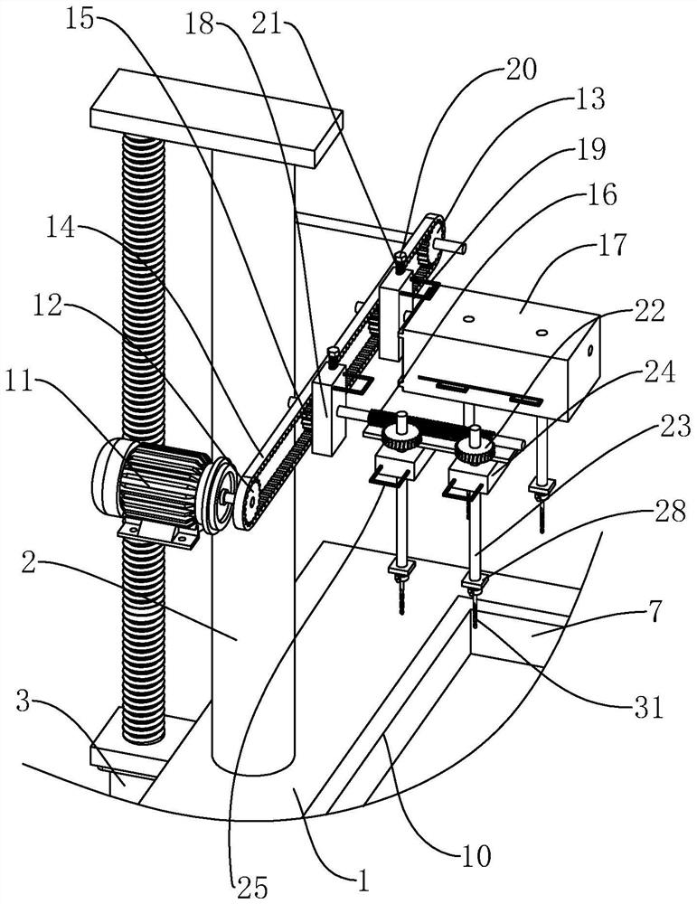 Drilling device of inching valve body for forklift and production process of micro valve body for forklift