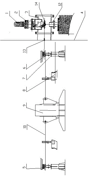 Guide rail type cylinder bottom sludge discharge machine with vertically arranged transmission gear