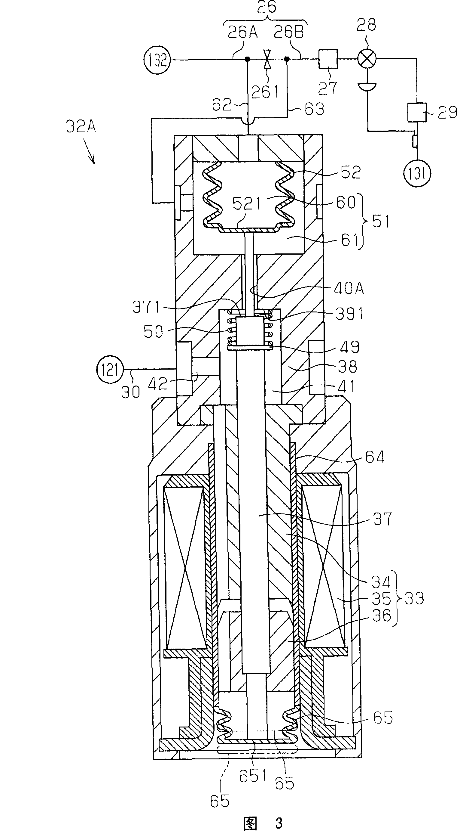 Electromagnetic displacement control valve in clutchless type variable displacement compressor