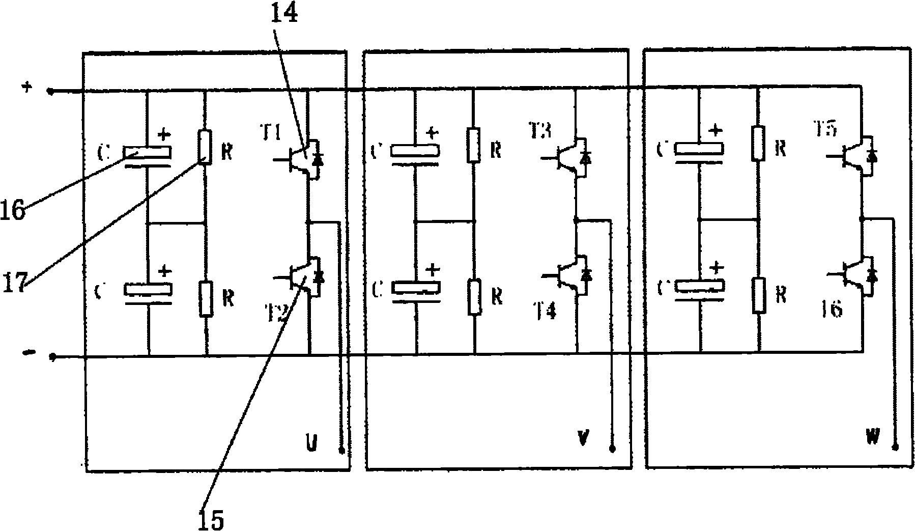 Inversion unit modularization structure device of photovoltaic inverter