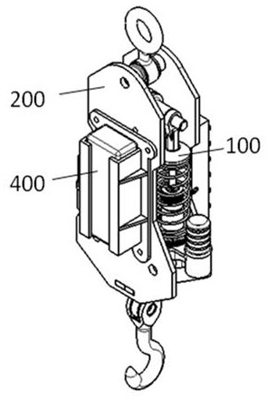 A large-scale wing component flip-up hanging device