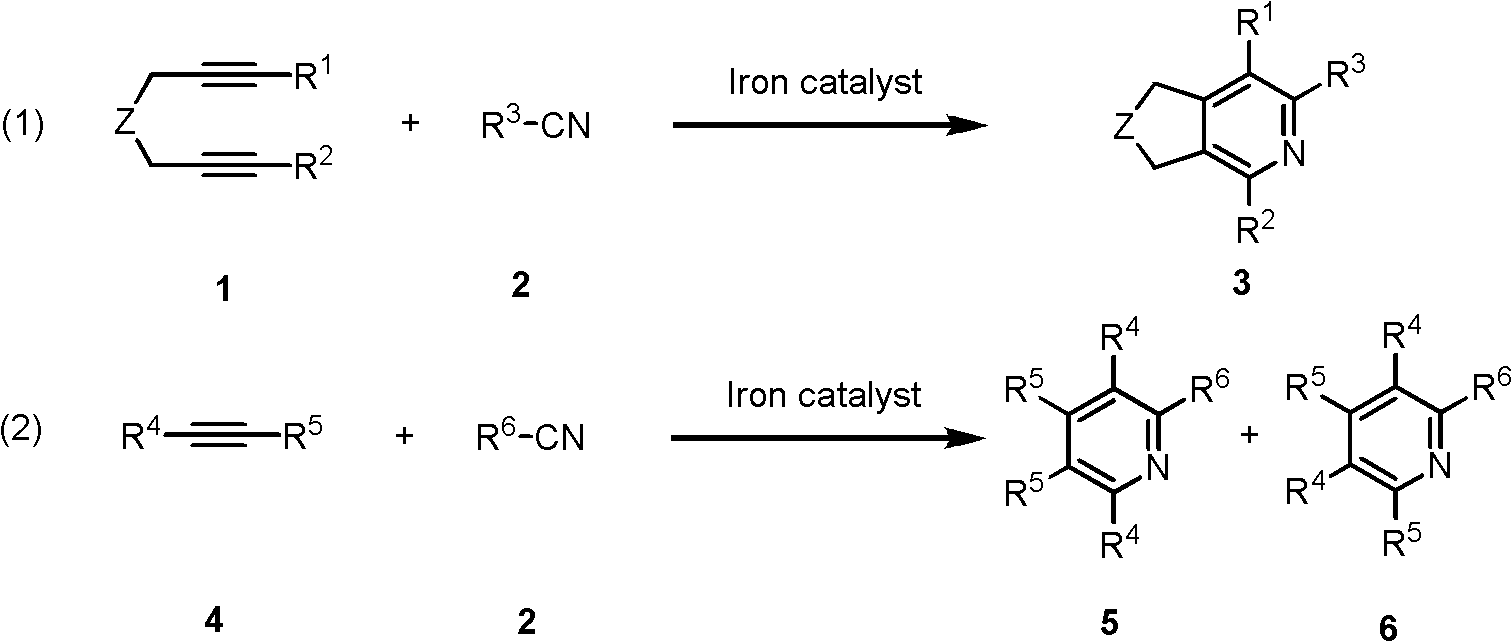 Iron catalyst system for preparation of pyridine derivatives and its application