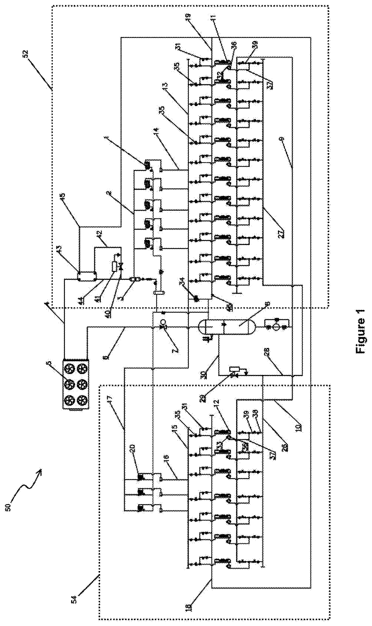 R-744 system with hot gas defrost by the transcritical compressors