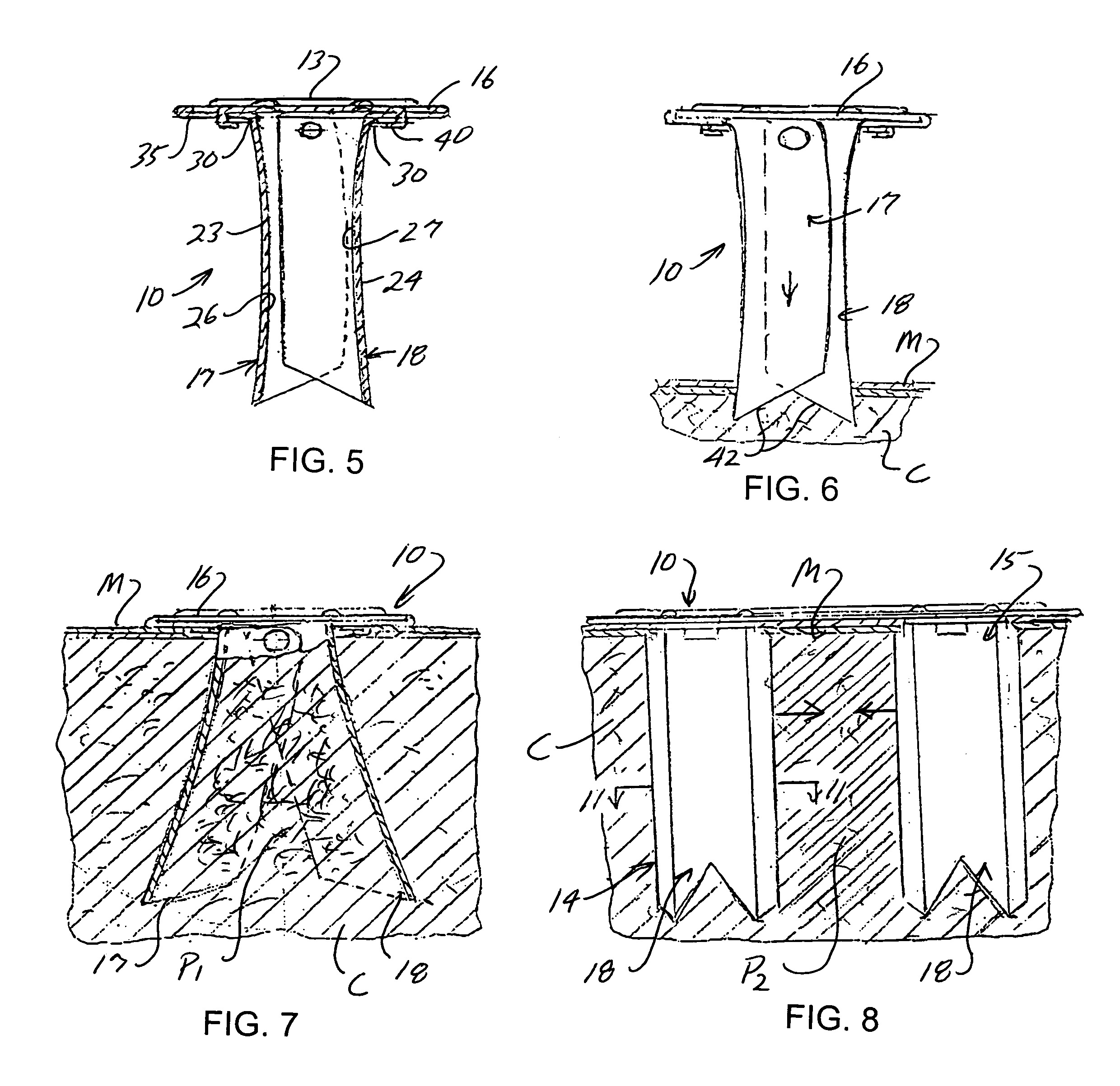 Sheet metal fasteners with multiple spreadable shanks