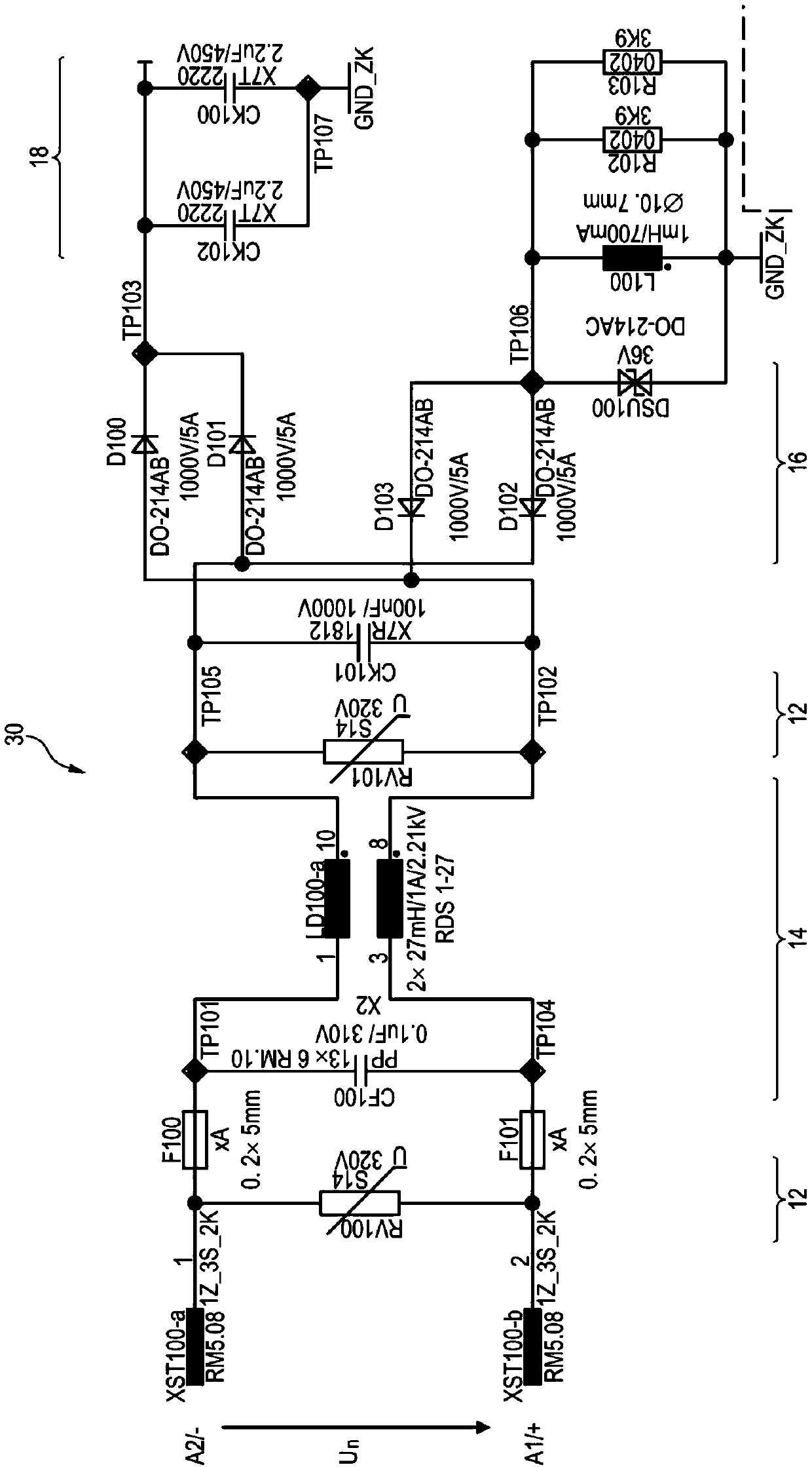 Circuit device for input protection circuit of switching power supply, and switching power supply