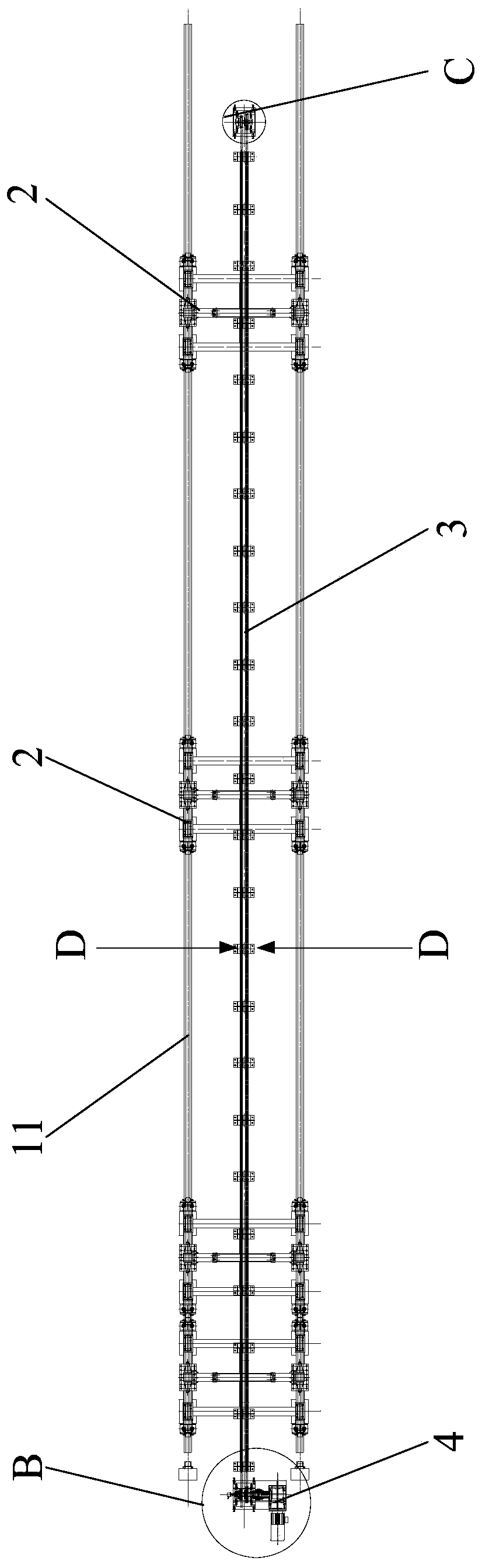 Conveying device of horizontal loop