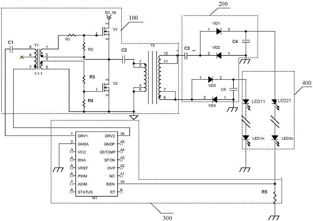 Two-way constant current circuit and power supply device