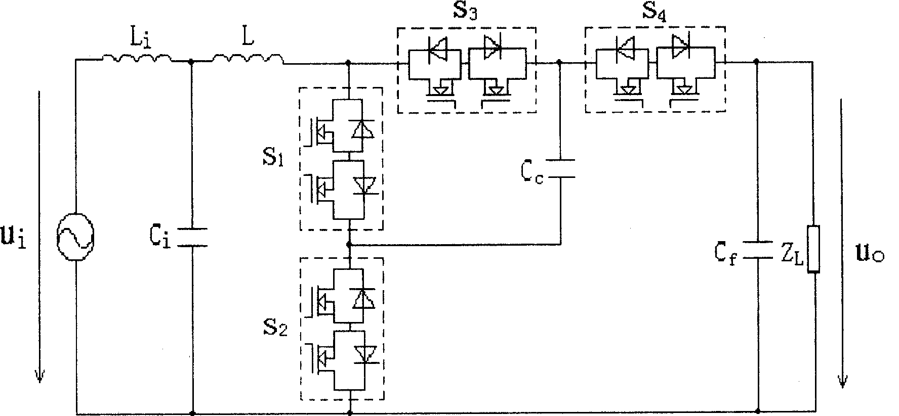 Non-isolation type AC-AC tri-level converter