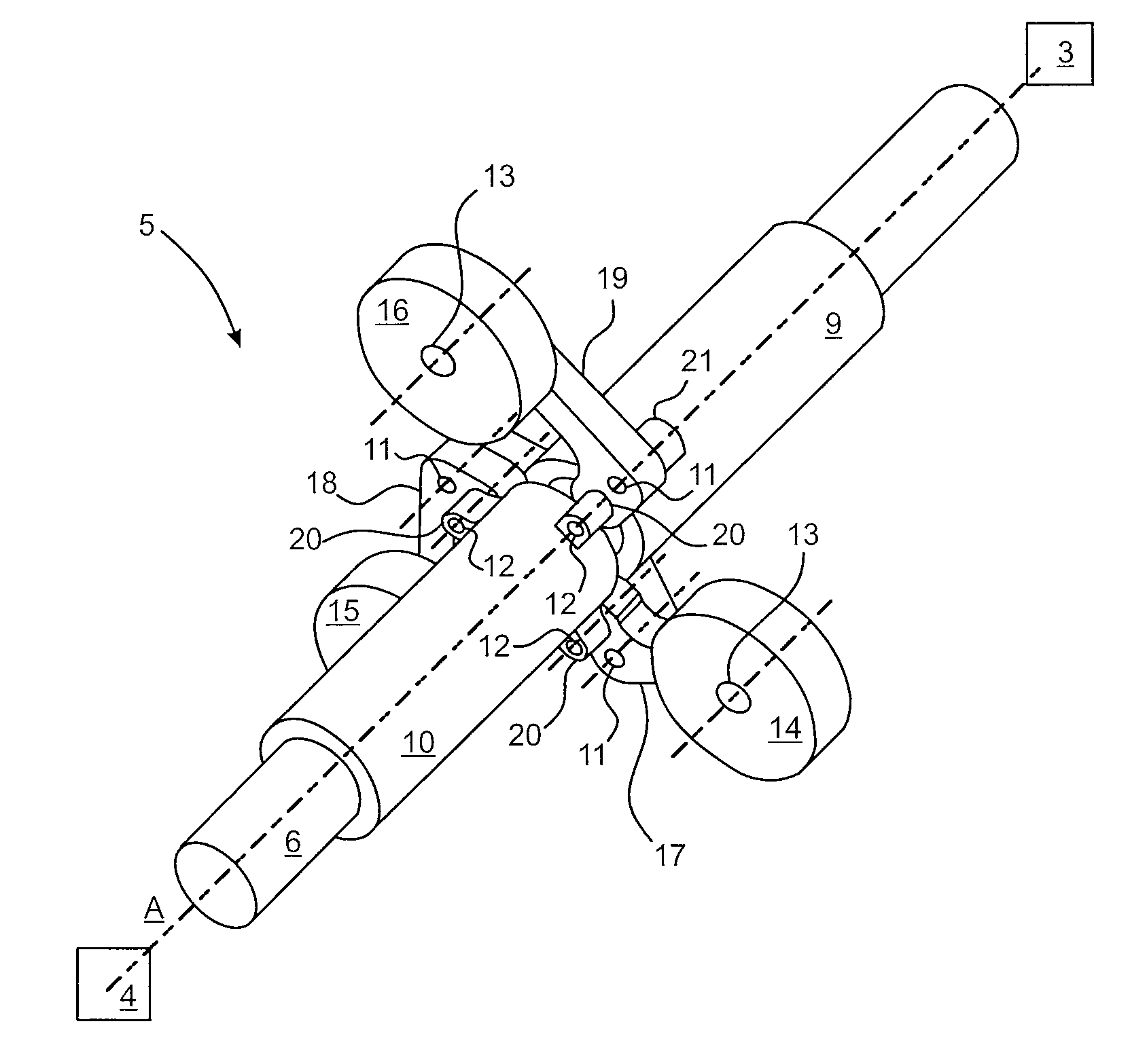 Mechanism for attenuating torque pulsations between an engine and a rotorcraft rotor driven by the engine