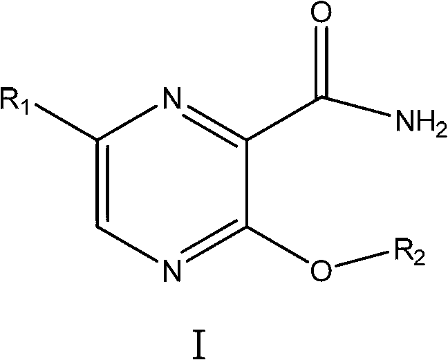 Preparation method and purpose of 3-alkoxy-substituent-2-pyrazinyl formamide compounds