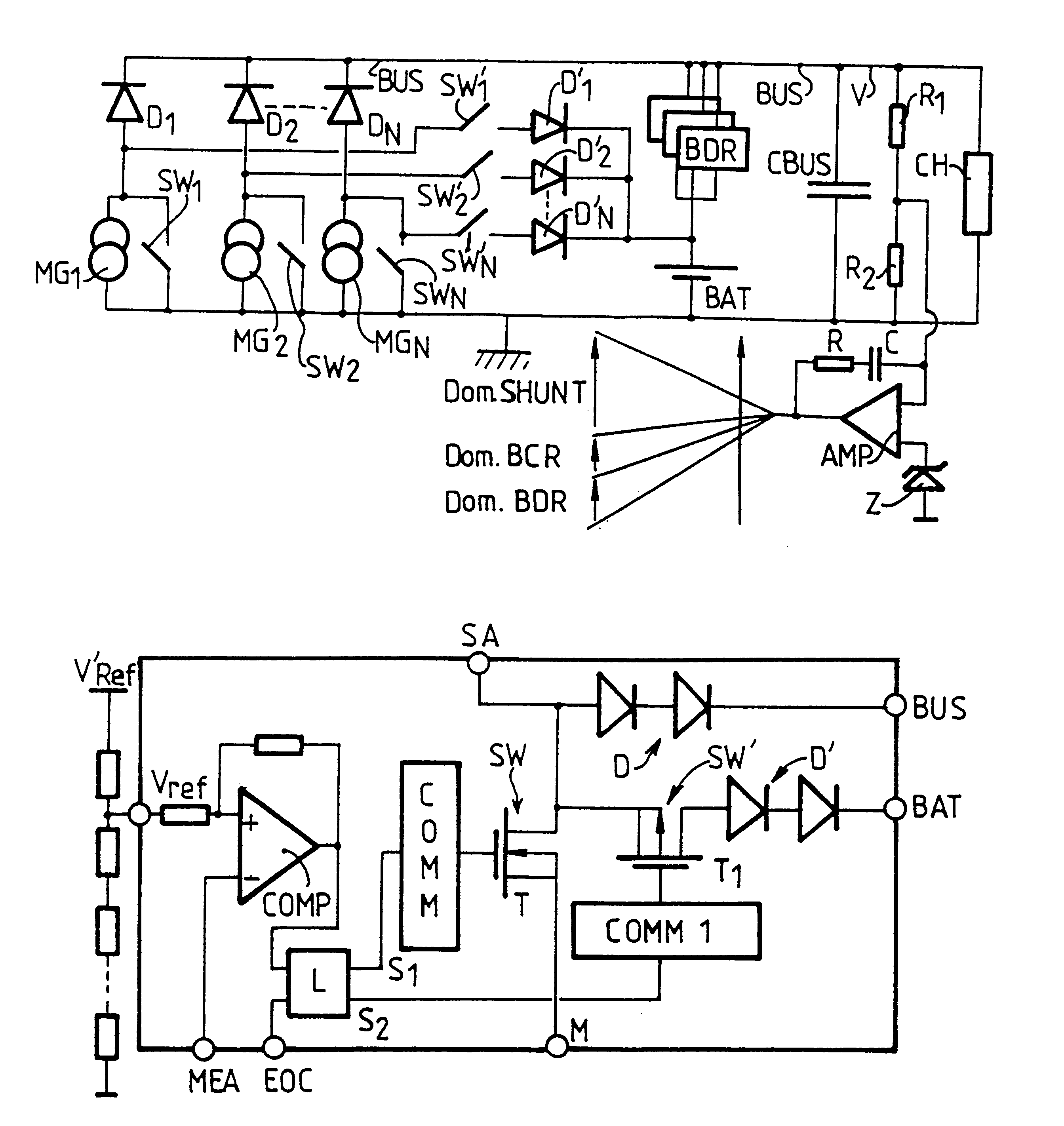 Device for generating electrical energy for a power supply bus