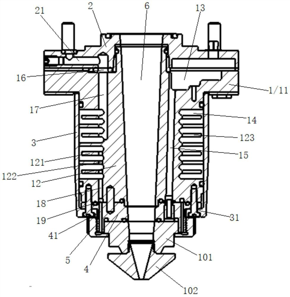 Built-in cooling assembly type height sensor device for laser processing head