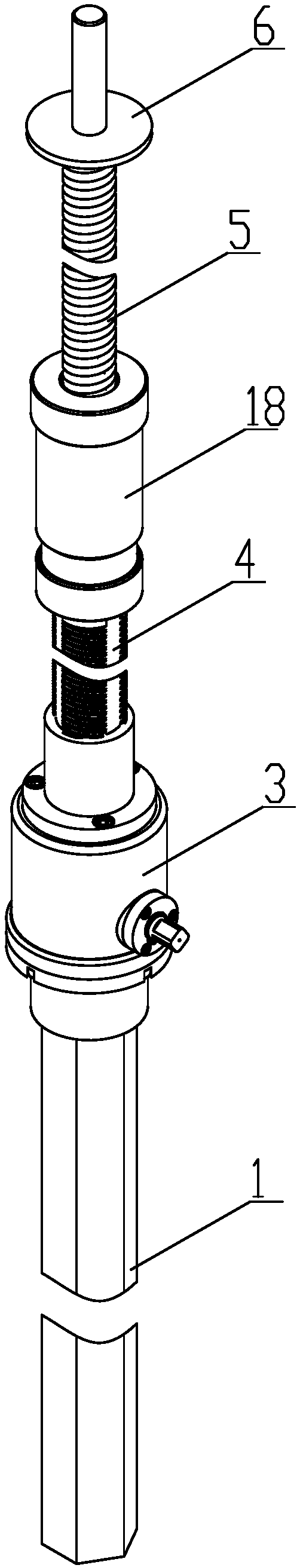 A hollow screw rod double helix device