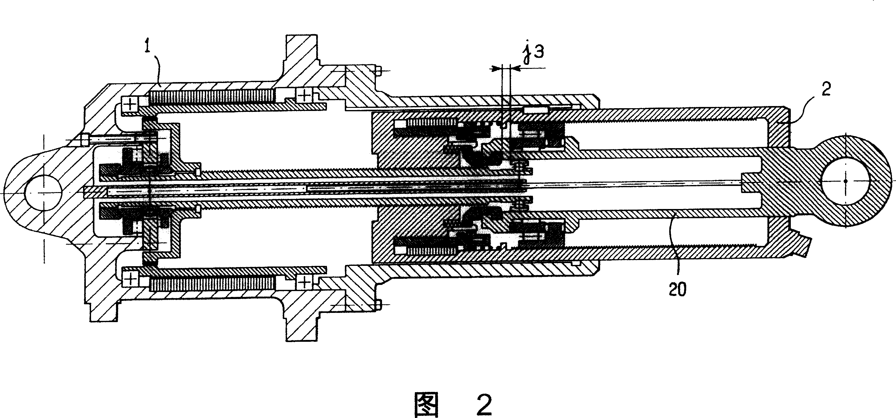 Telescopic actuator with a main rod and an auxiliary rod, and method applying said actuator