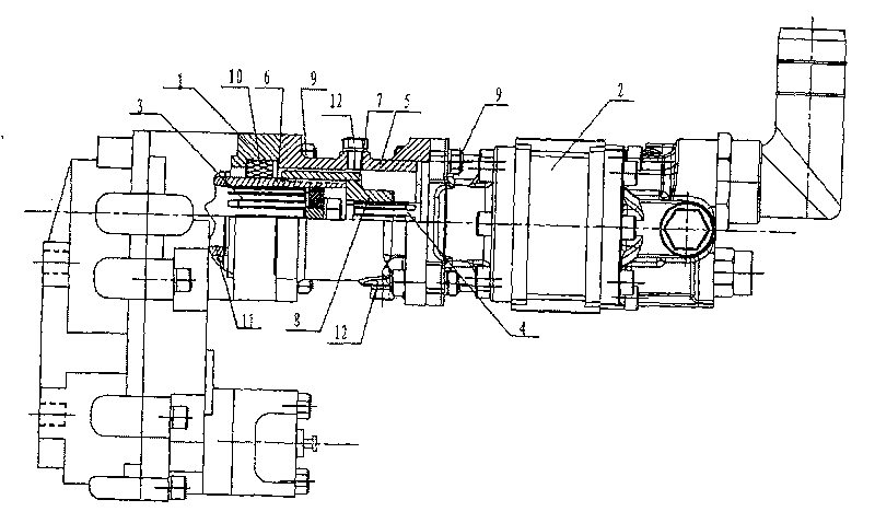 Transmission connecting mechanism device for power takeoff and gear pump