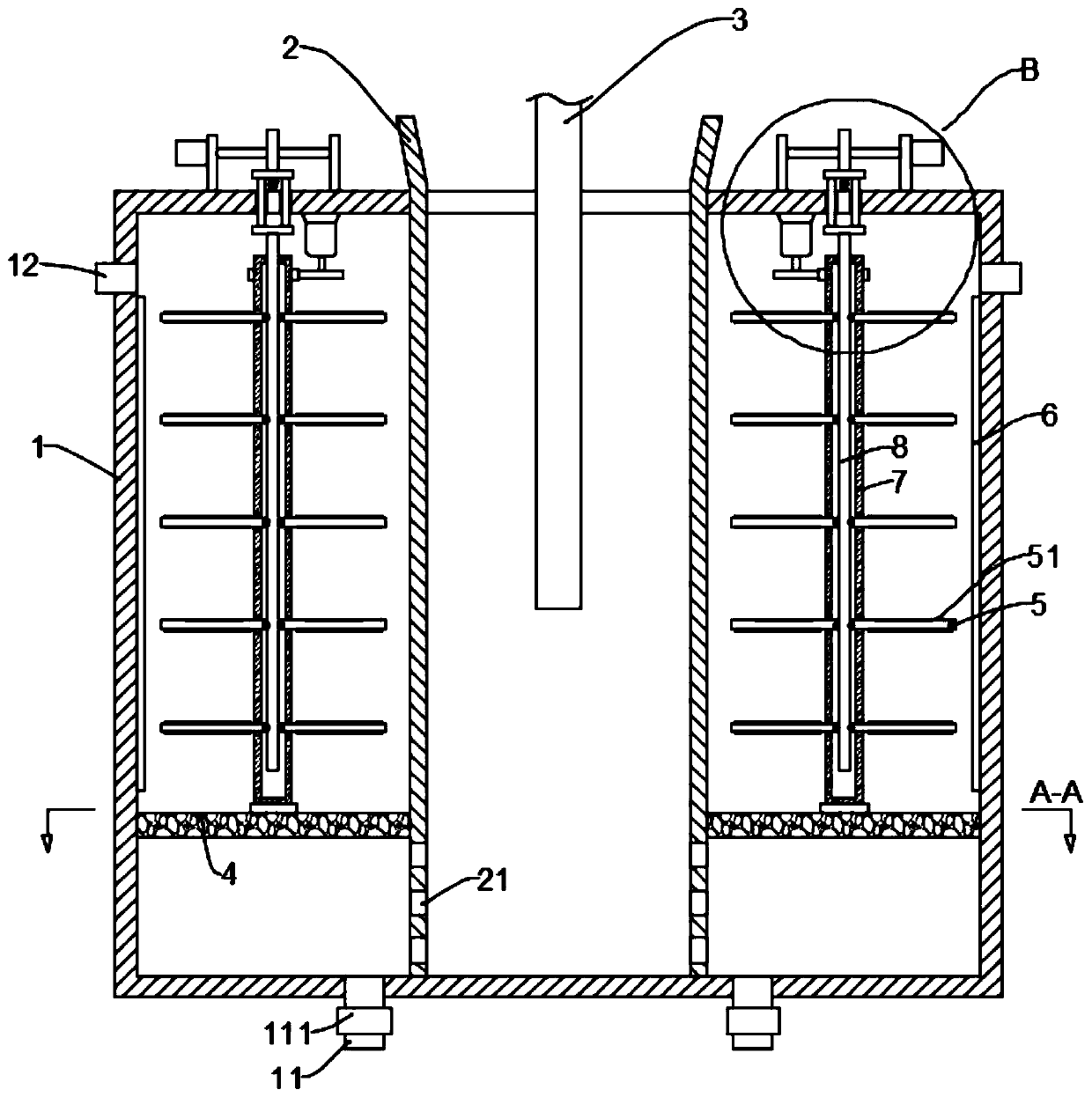 Multistage domestic sewage processing device convenient for collecting suspension