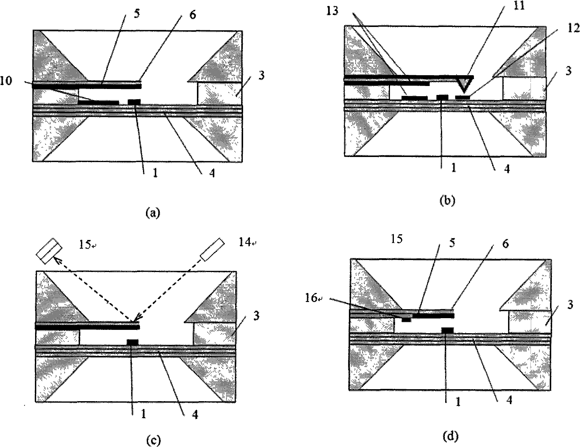Structure of film thermoelectric converter based on bi-material microcantilevel and fabricating method thereof