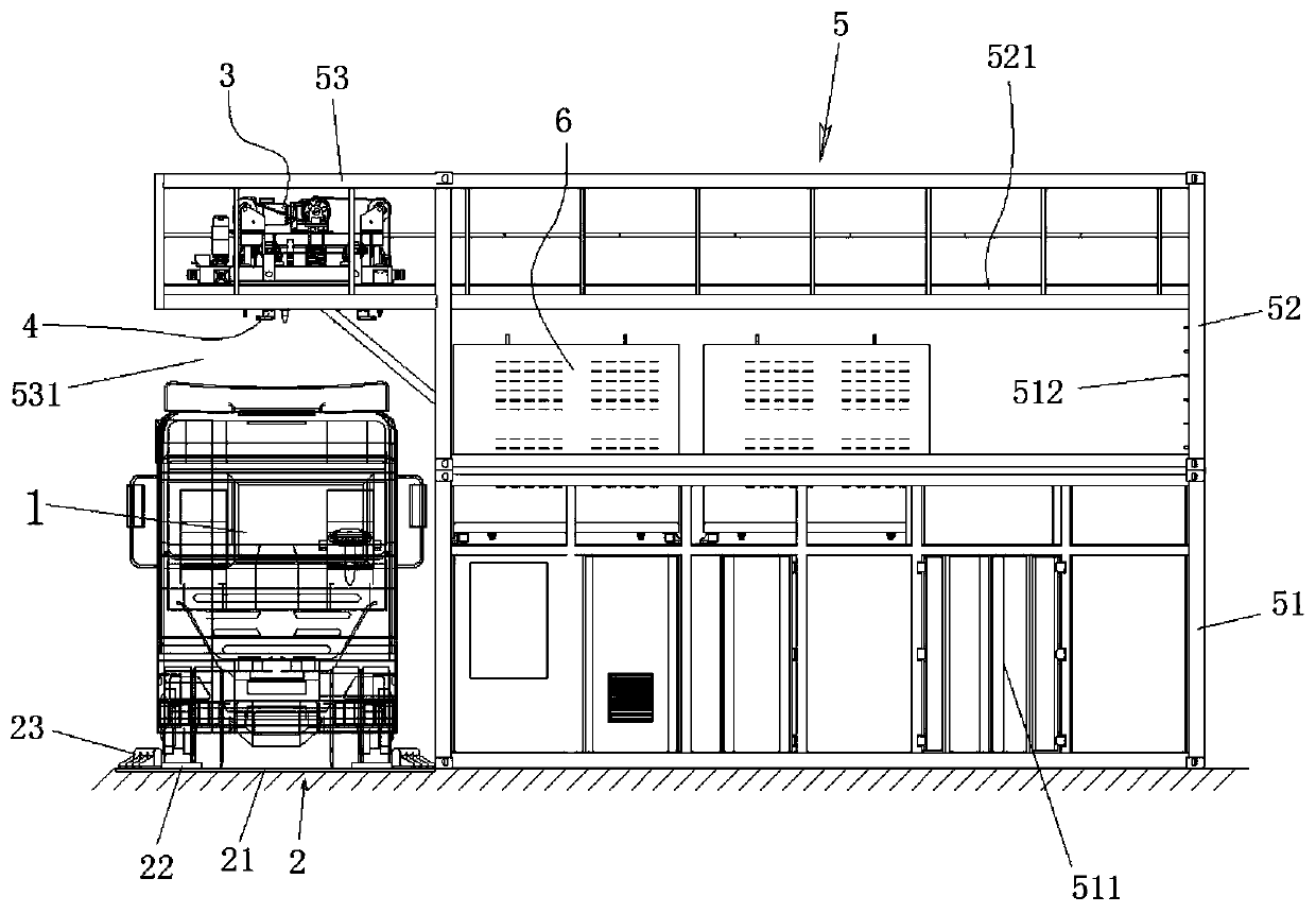 Heavy truck battery unilateral replacement station