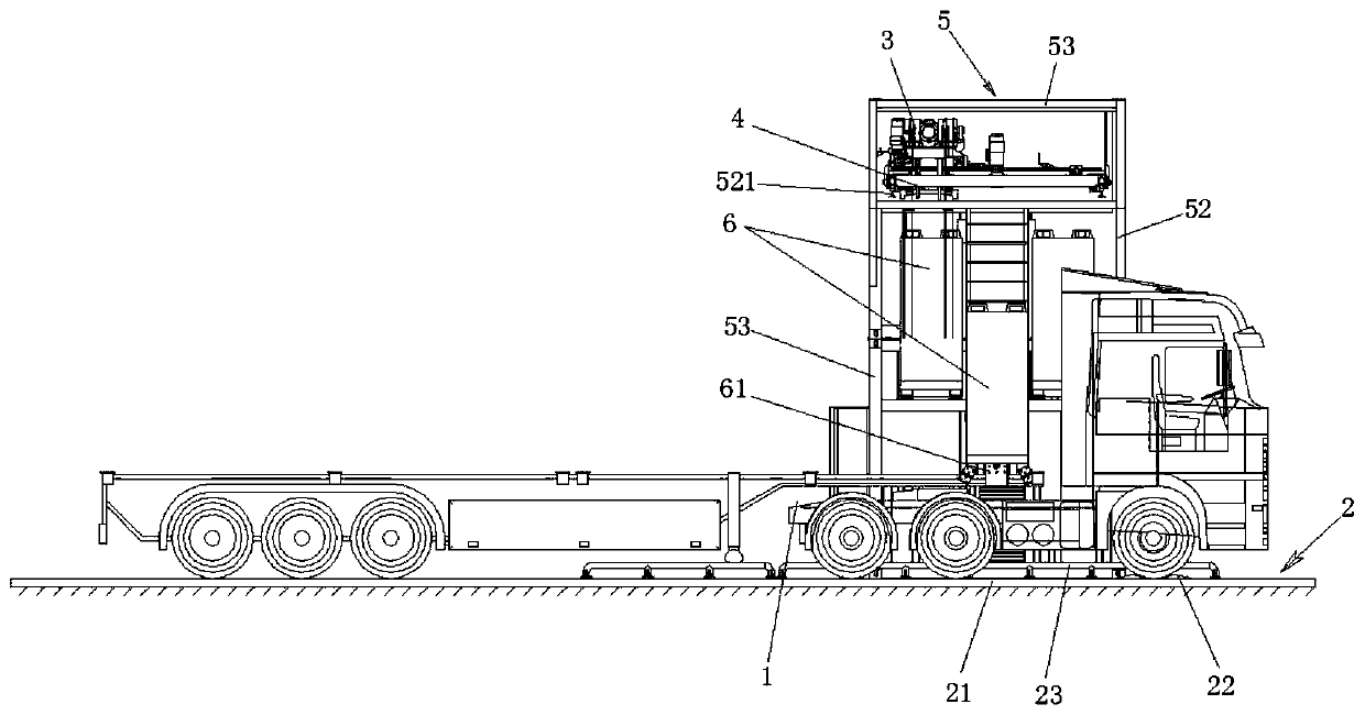 Heavy truck battery unilateral replacement station