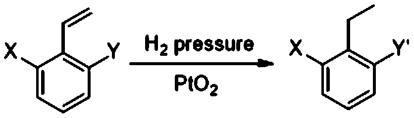 A method for hydrogenation reduction of alkenyl aromatic halogenated derivatives