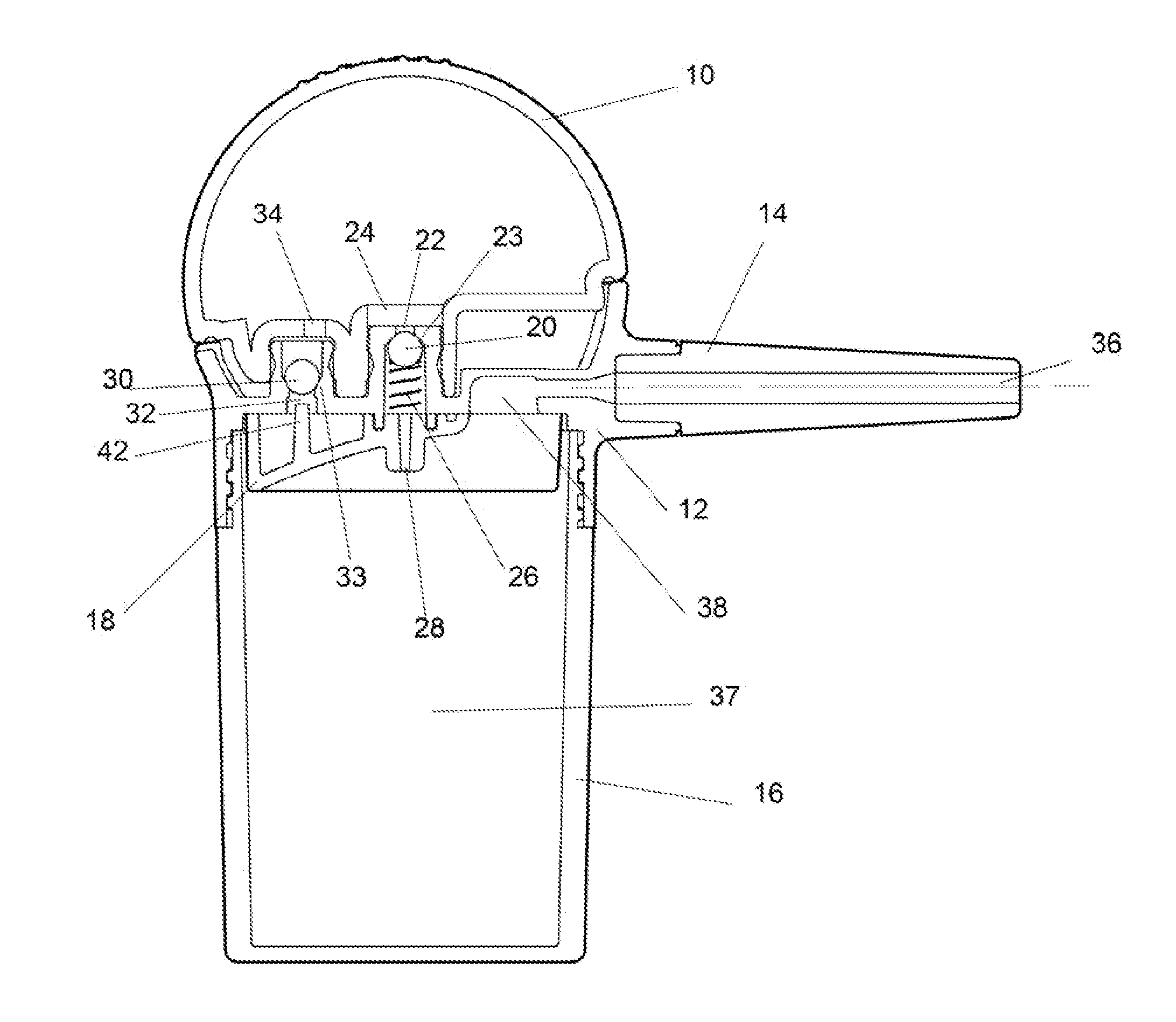 Hair building solids dispenser for one handed operation