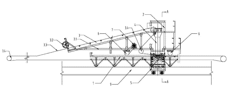 Movable pitching telescopic unloading device