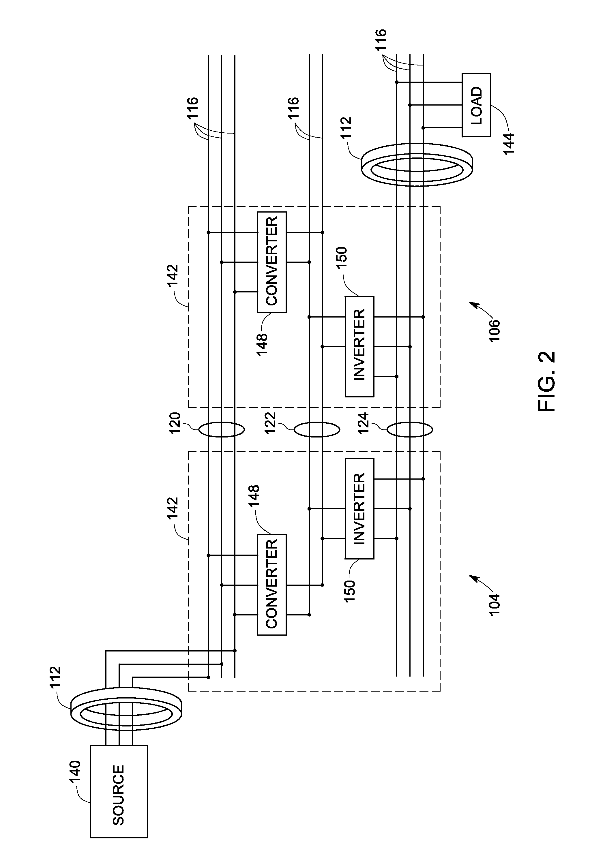 Common mode magnetic device for bus structure