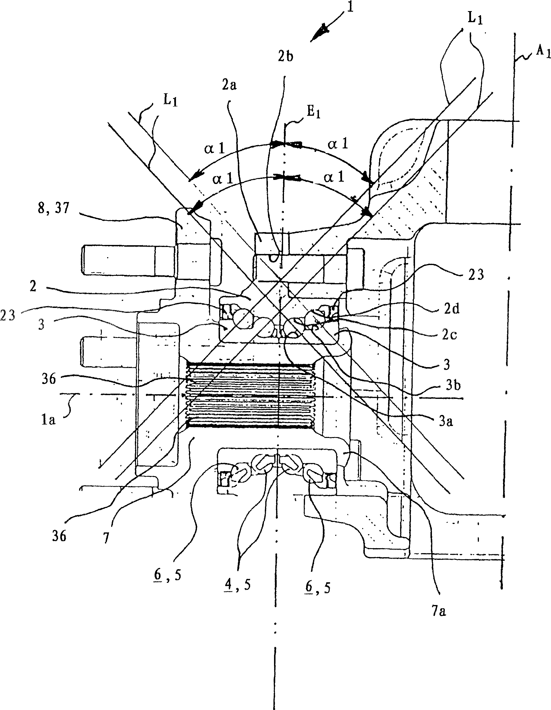 Wheel bearing unit embodied as an angular contact ball bearing