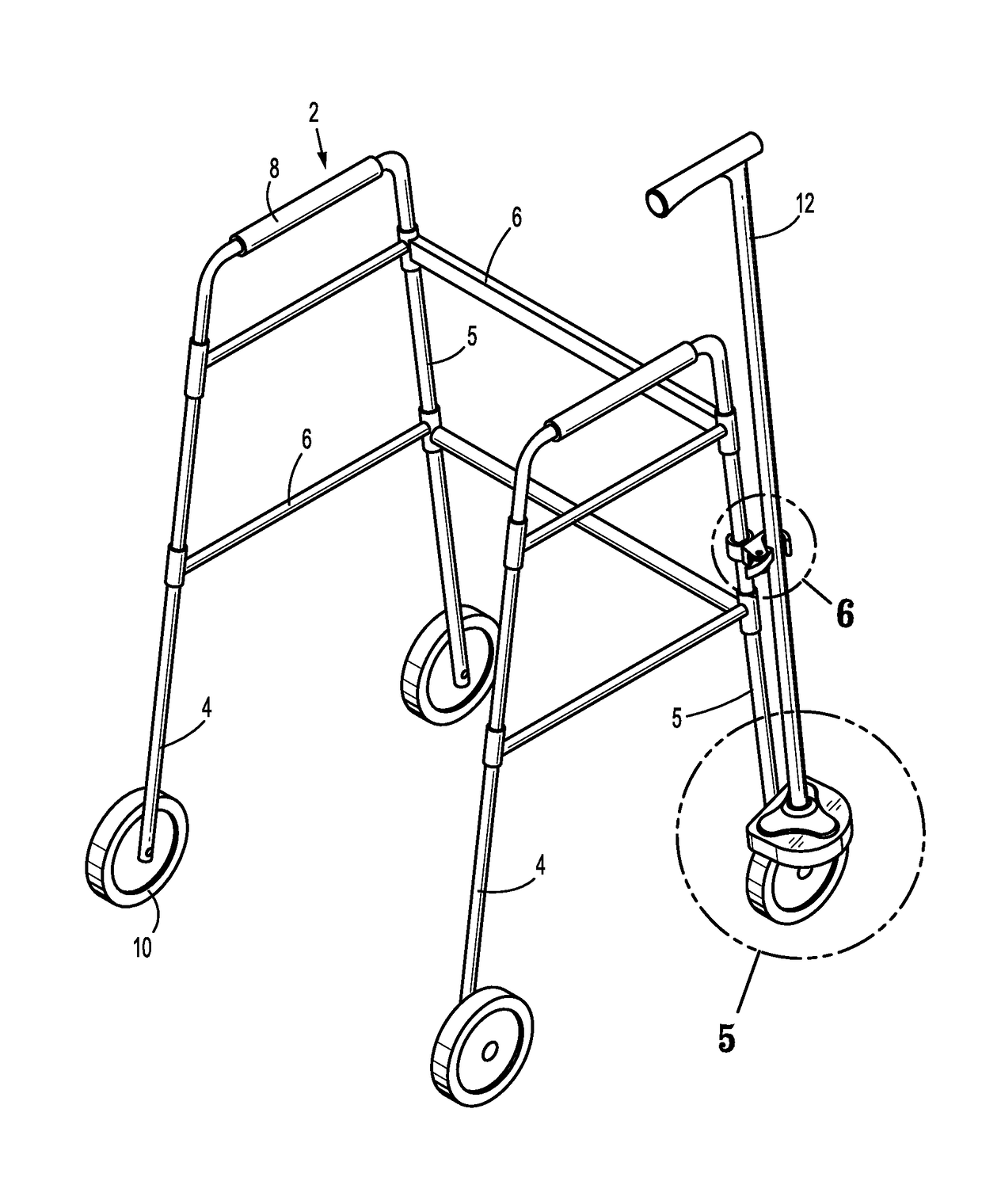 Walking cane clamp and base for use with walkers and rollators