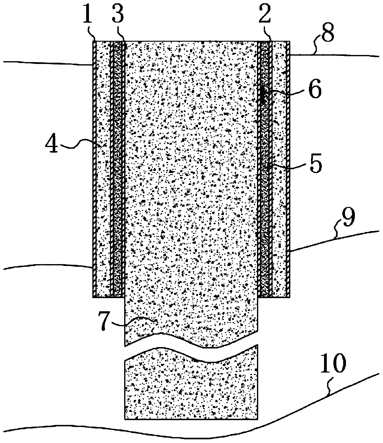 Structure for limiting horizontal displacement of pile foundation in deformable body rock stratum and construction method