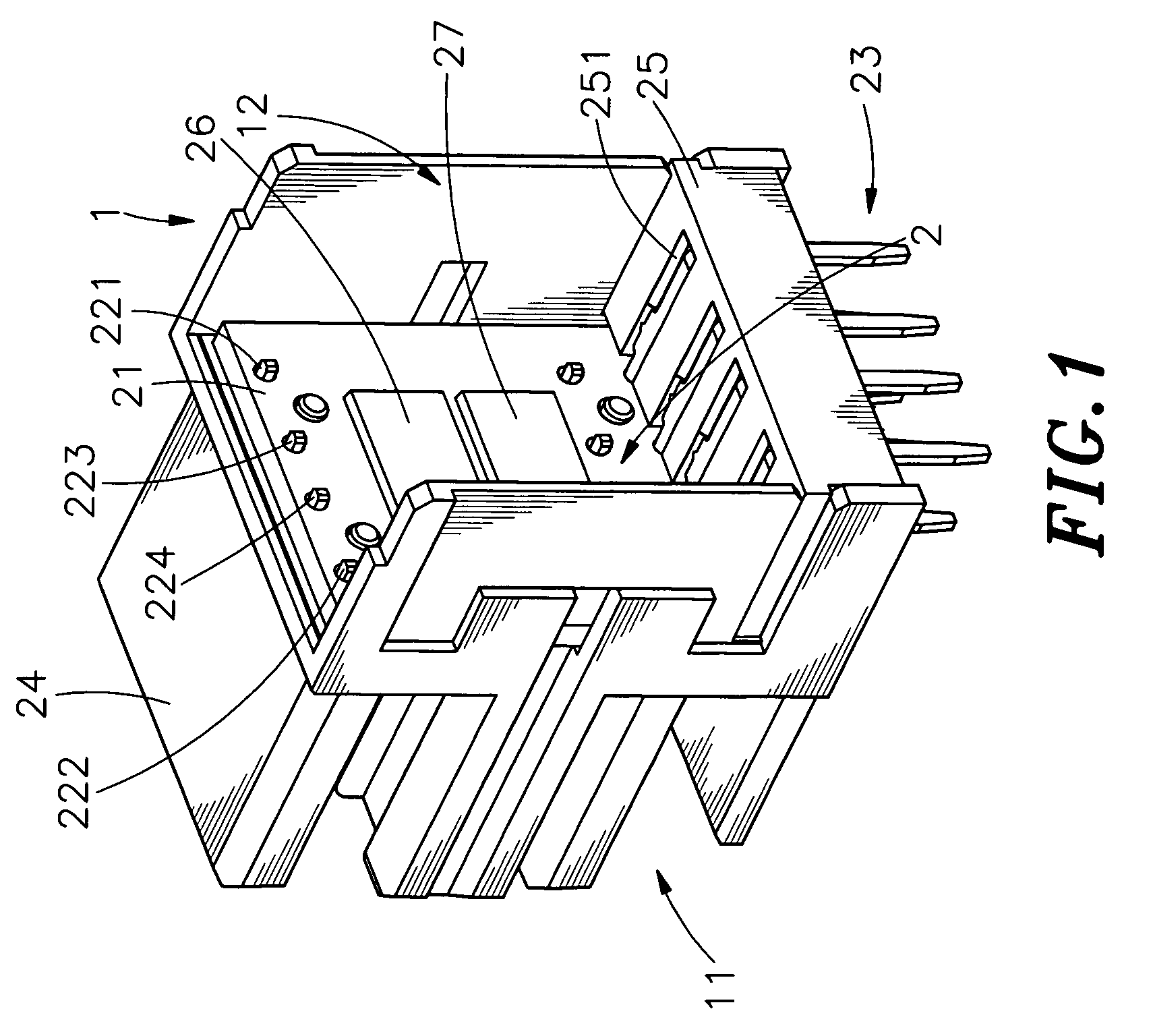 Structure of USB connector with power and signal filter modules