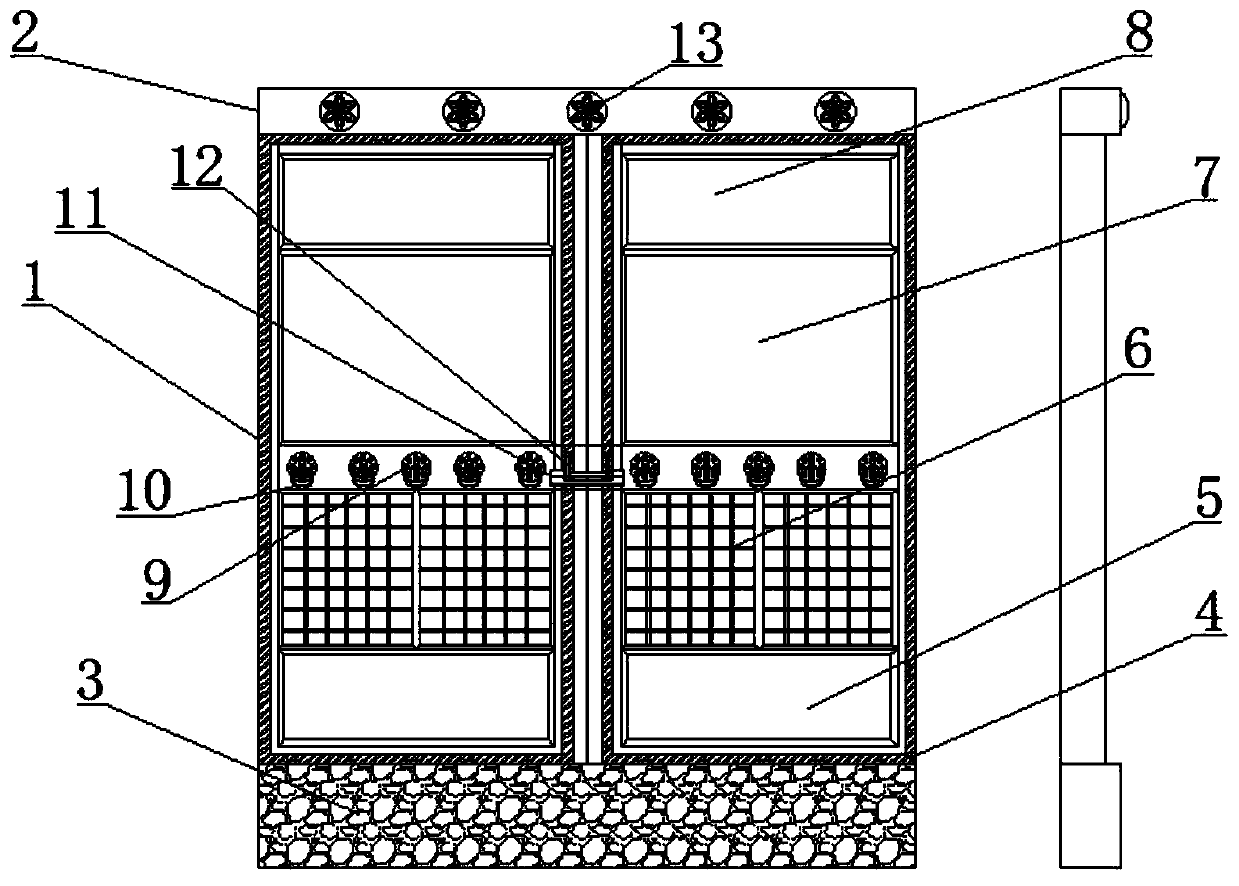 Archaized door made of aluminum alloy sectional material and preparation method thereof