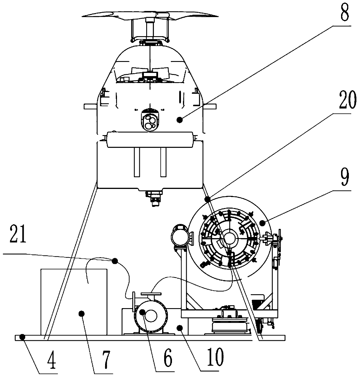 Flying type spraying dust removal device and method