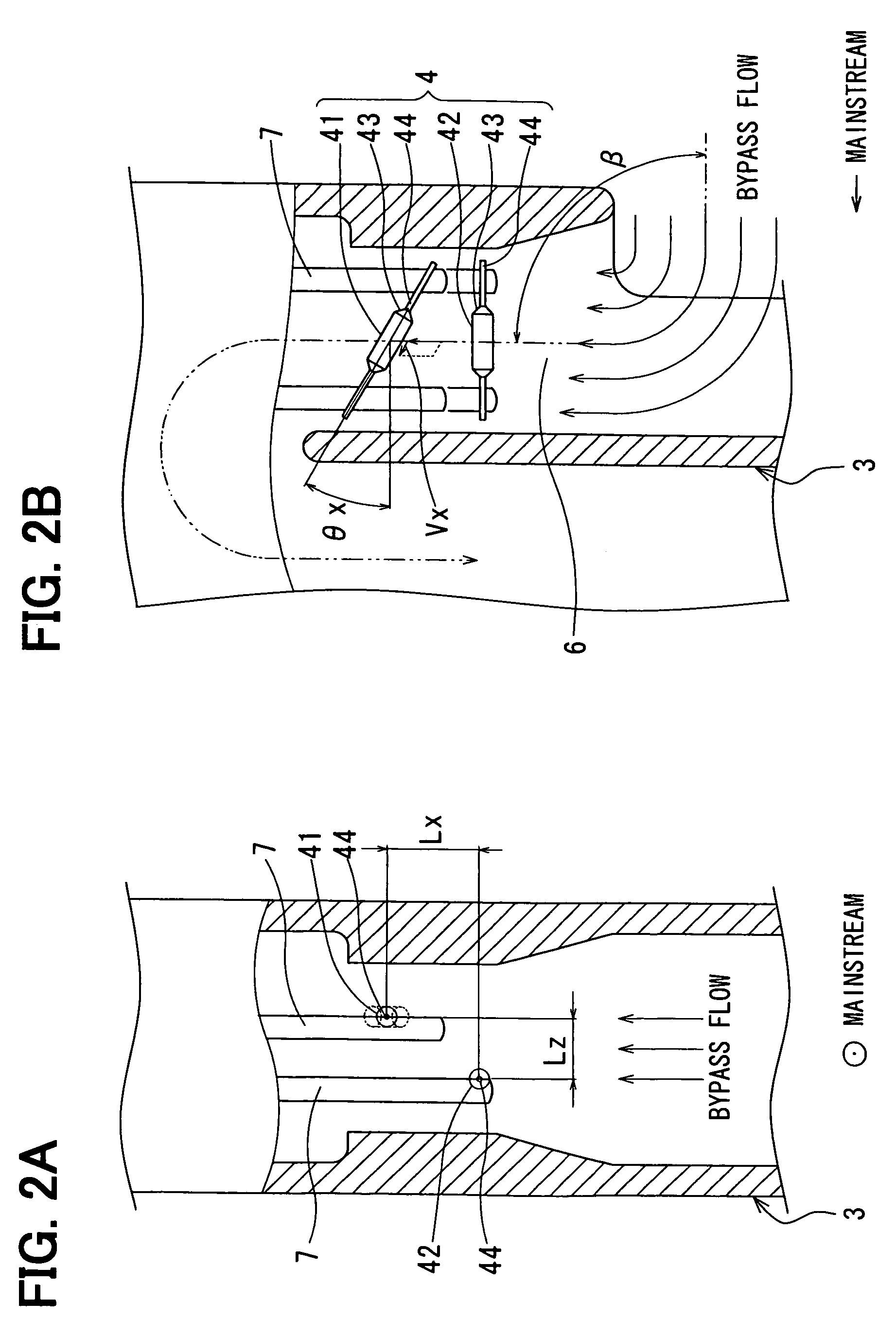 Flow measuring device having heating resistor in inclined position with respect to the flow direction