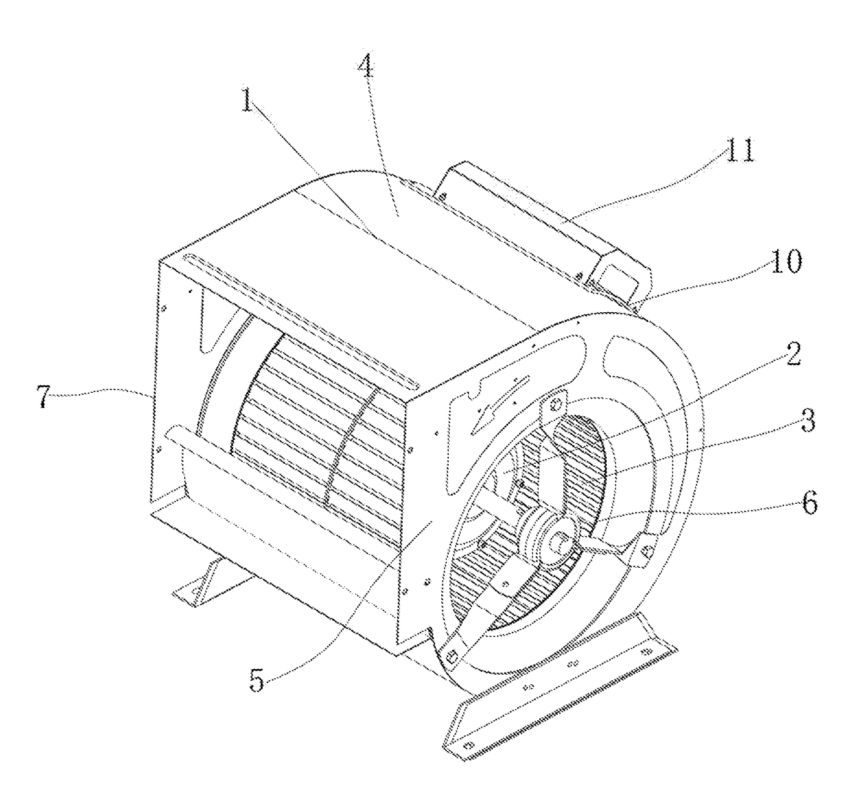 Novel volute centrifugal fan with permanent-magnet brush-less motor system