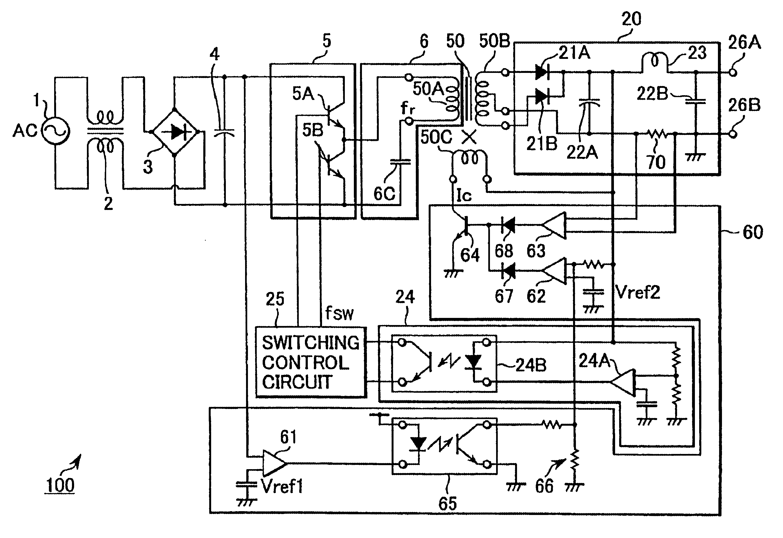 Resonance type switching power supply unit
