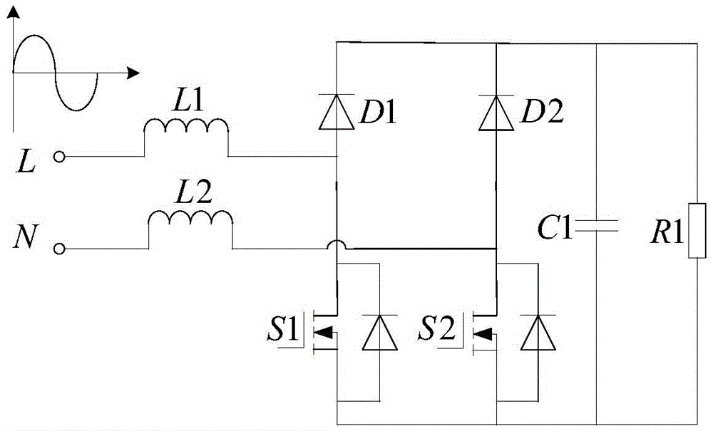 Bridgeless PFC circuit current sampling device and control method thereof
