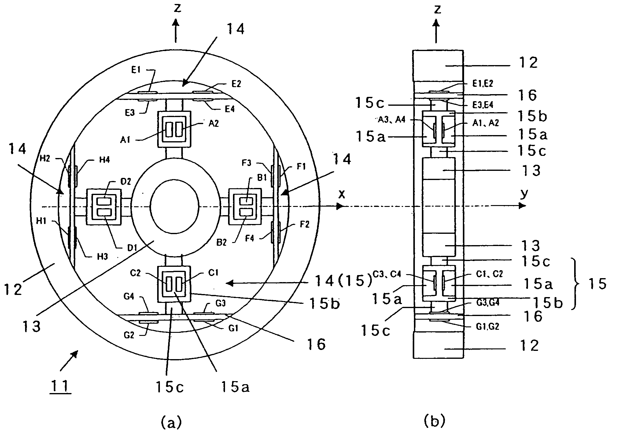 Rotary type component force measuring device