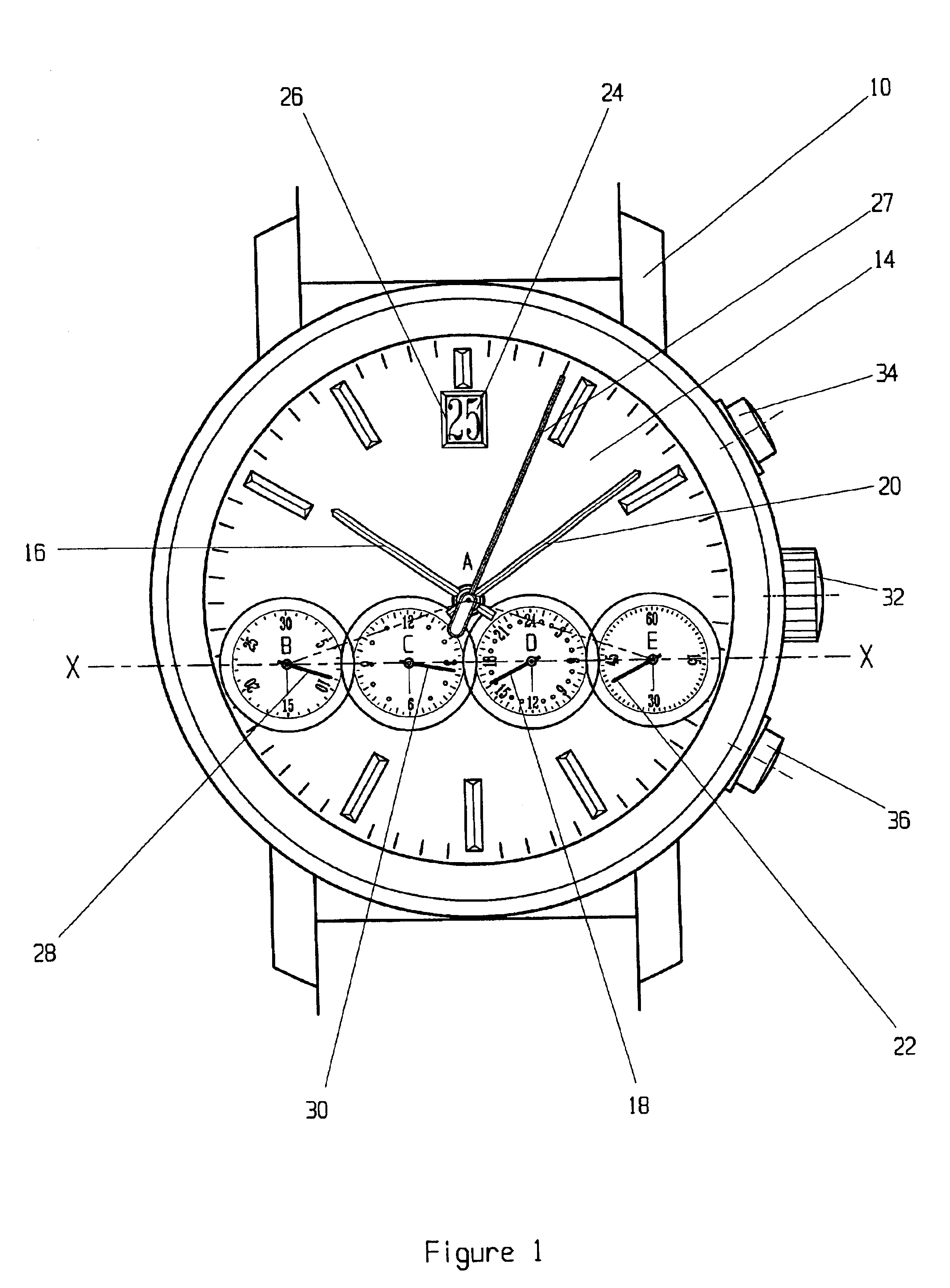 Watch movement with hand display