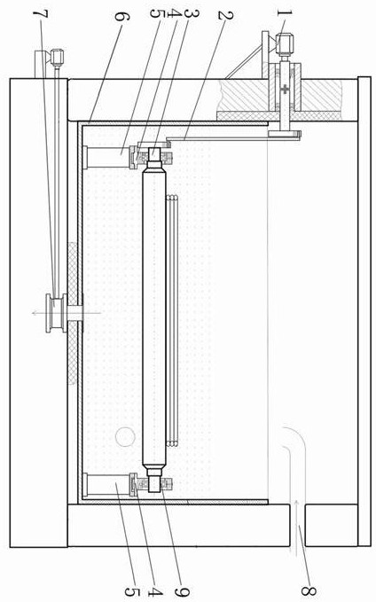 In-groove roller bed full-immersion type salt bath heat treatment device