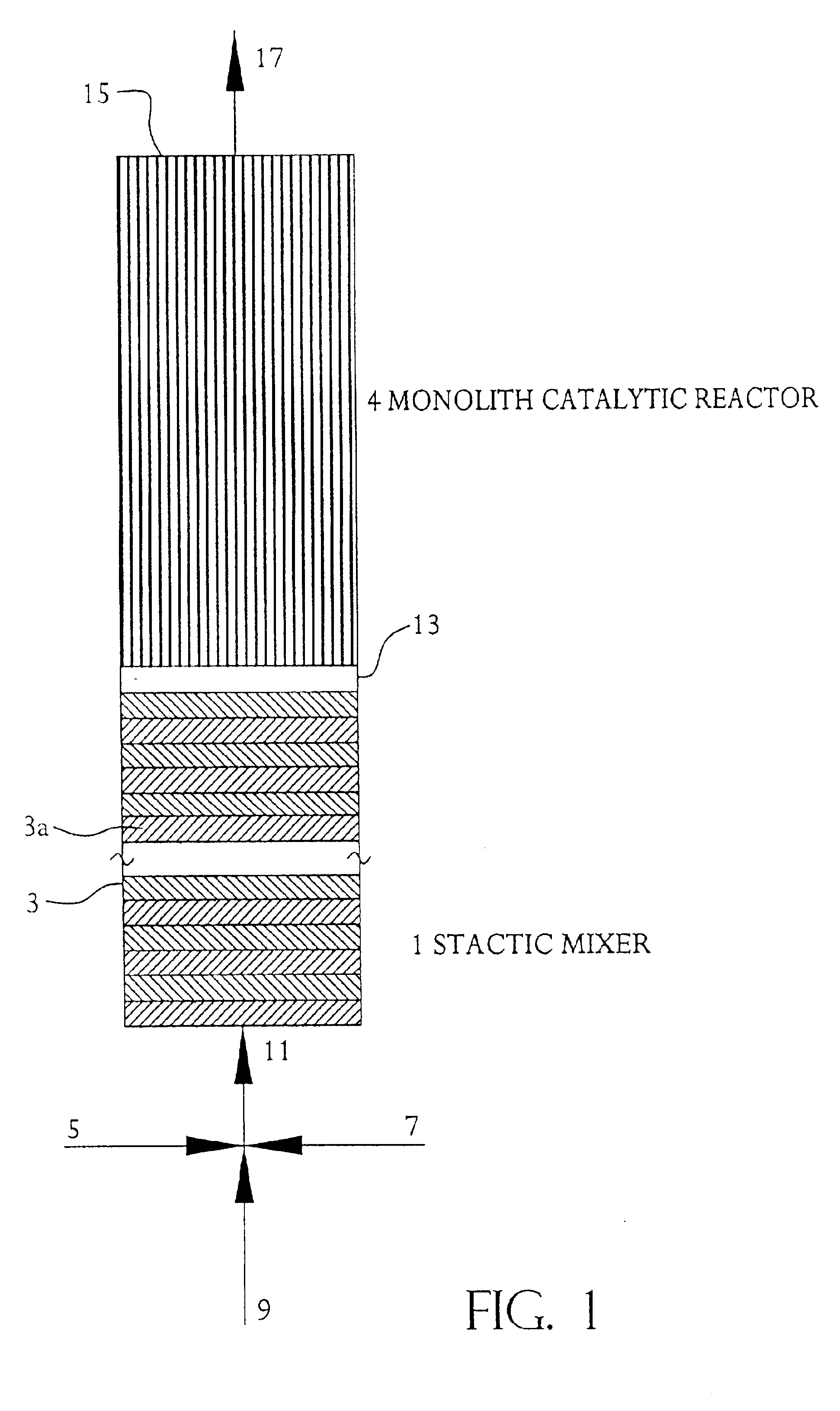 Monolith catalytic reactor coupled to static mixer