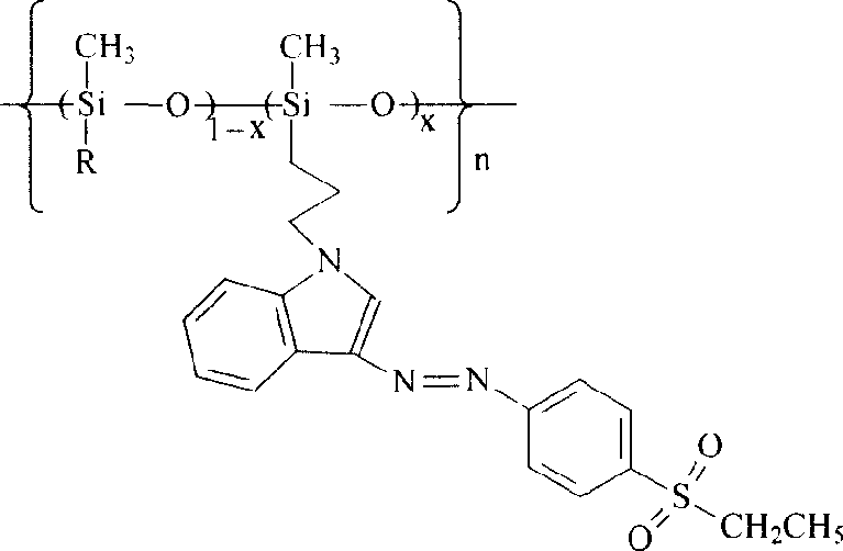 Polysiloxane with sulphonyl indole chromophore side group, its preparation and application