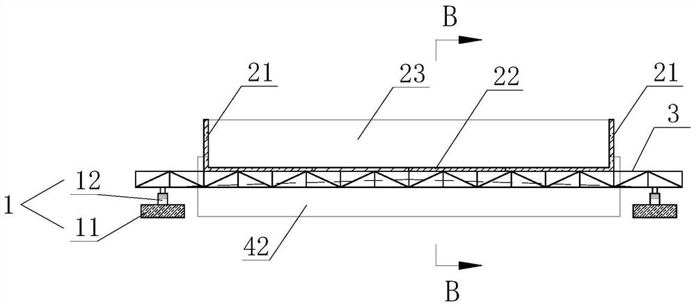 Construction device, construction system and construction method for hollow pile structure