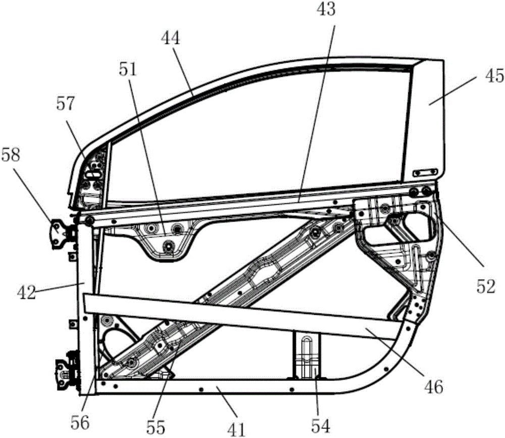 Automobile door framework structure
