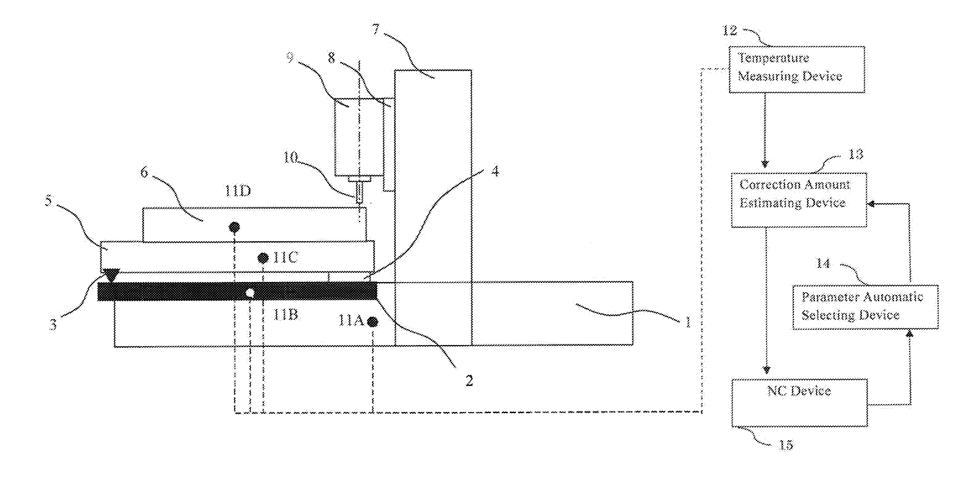 Thermal displacement correcting apparatus and method for a machine tool