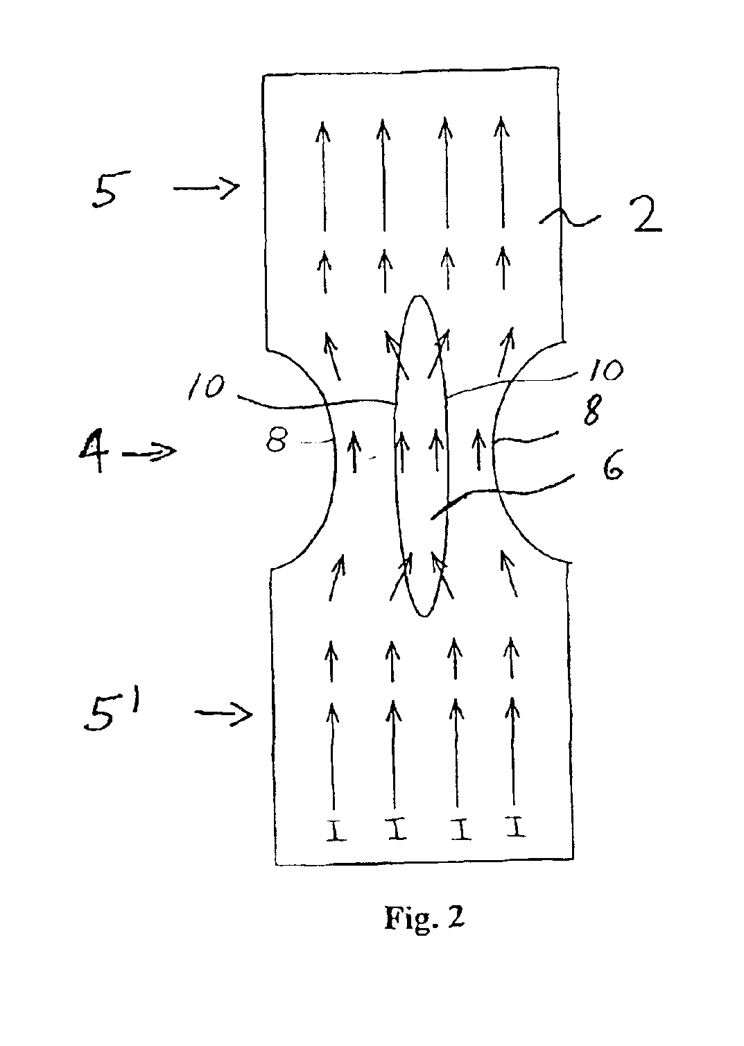 Areal electric conductor comprising a constriction