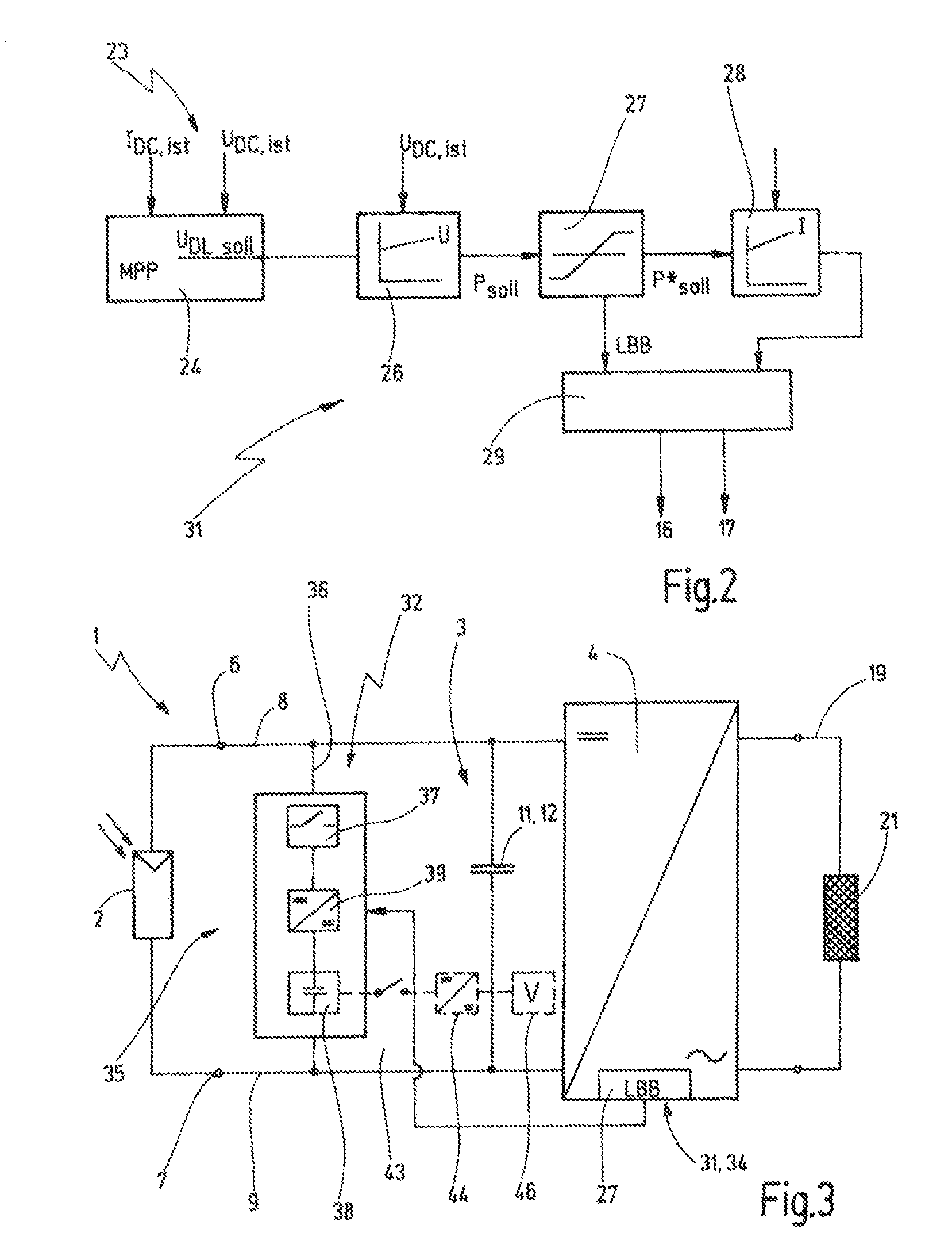 Solar inverter for an extended insolation range and operating method